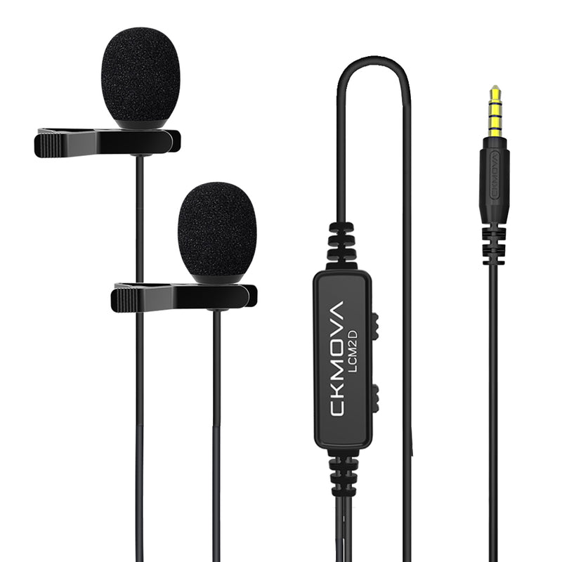 CKMOVA 3.5mm Dual-Head Lavalier Mic for Camera, Smartphone, Recorder-LCM2D