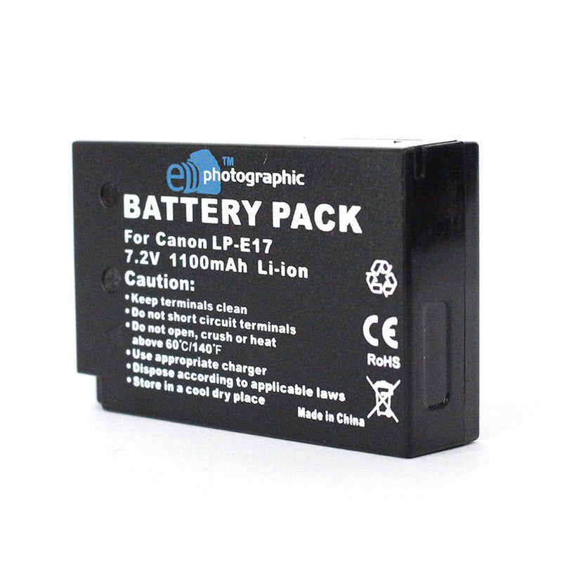 E-Photographic 1100 mAh Lithium LPE-17 Battery + Charger-Canon DSLR & Mirrorless - EPHLPE17B
