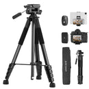 K&F Concept Lightweight Travel Tripod, BT Remote Removable 3-Way Pan Head