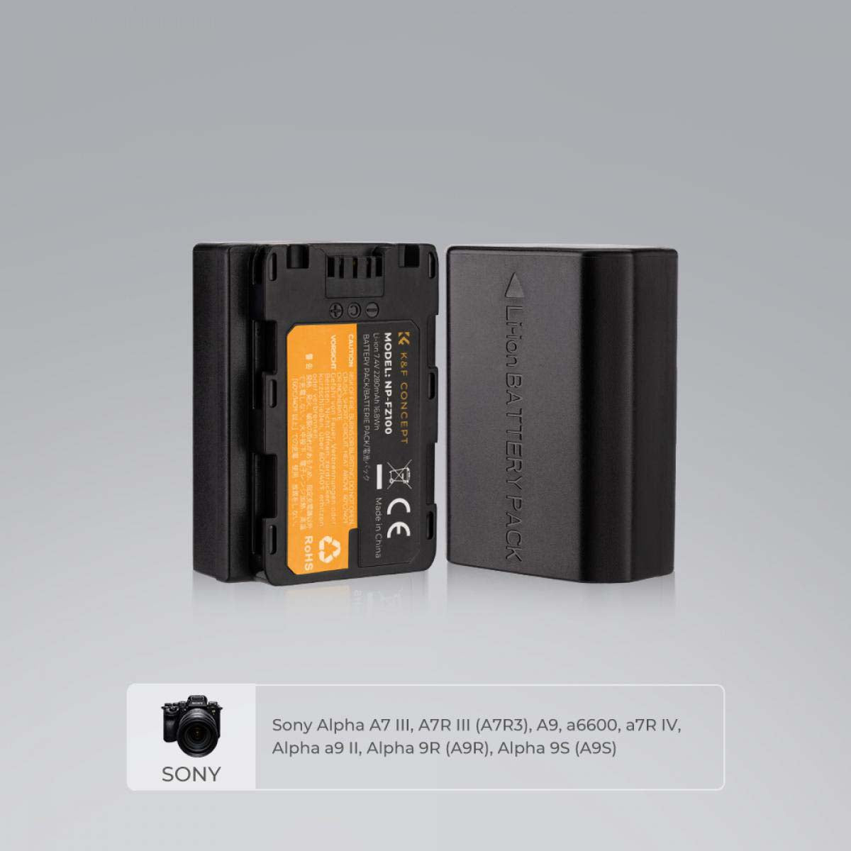 K&F Concept Dual NP-FZ100 Battery + Charger Kit for Sony Cameras-KF28.0016