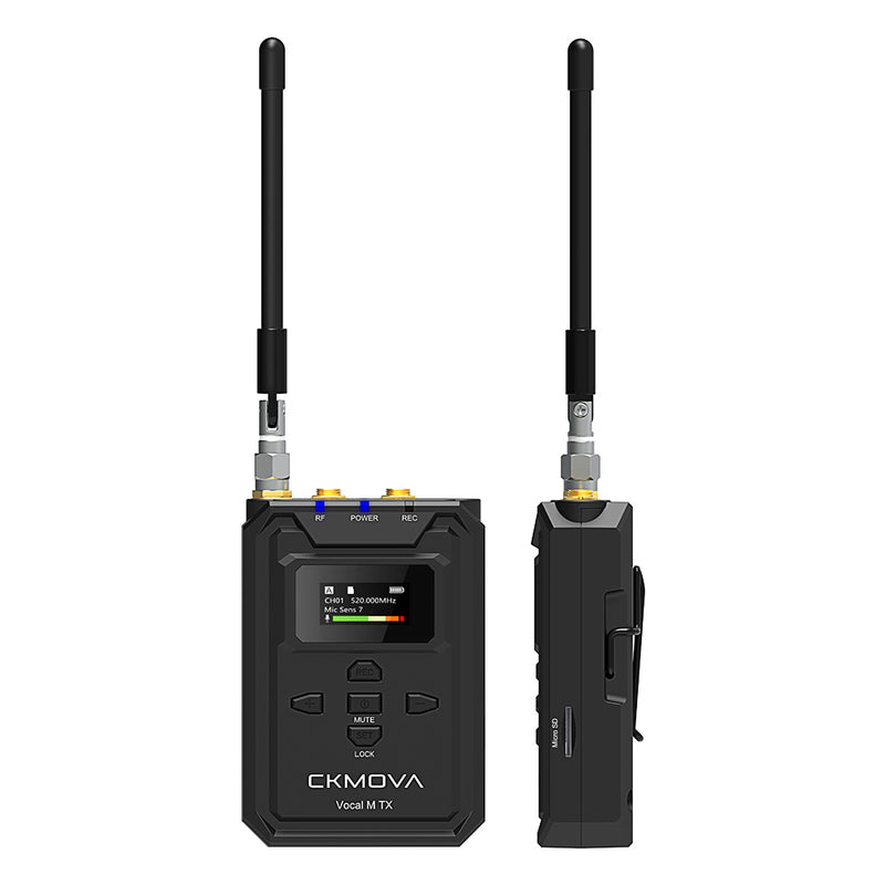 CKMOVA UHF Dual-Channel Wireless Mic System 2 X Transmitters with Audio Recorders & 1X Receiver VOCAL-MV4