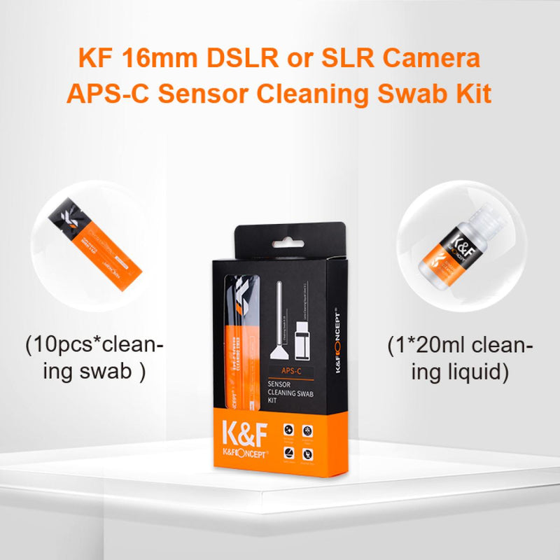 K&F 10 Swab 16mm APS-C Camera Sensor Cleaning Kit + 20ml Cleaning Fluid