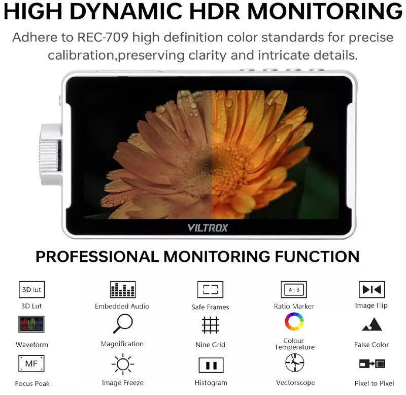 Viltrox DC-V1 HD 4K 5.5 Inch Touch Screen Camera Monitor - White