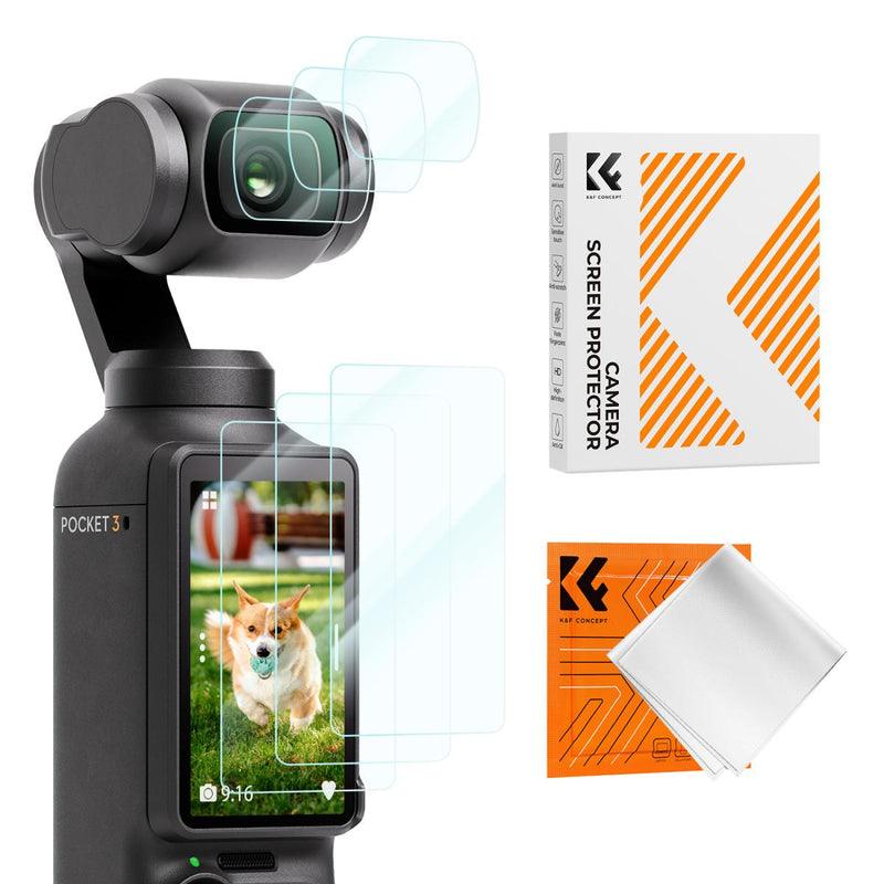 K&F Concept 7-in-1 Kit for DJI Pocket3: 3x Screen and Lens Protectors + Cloth