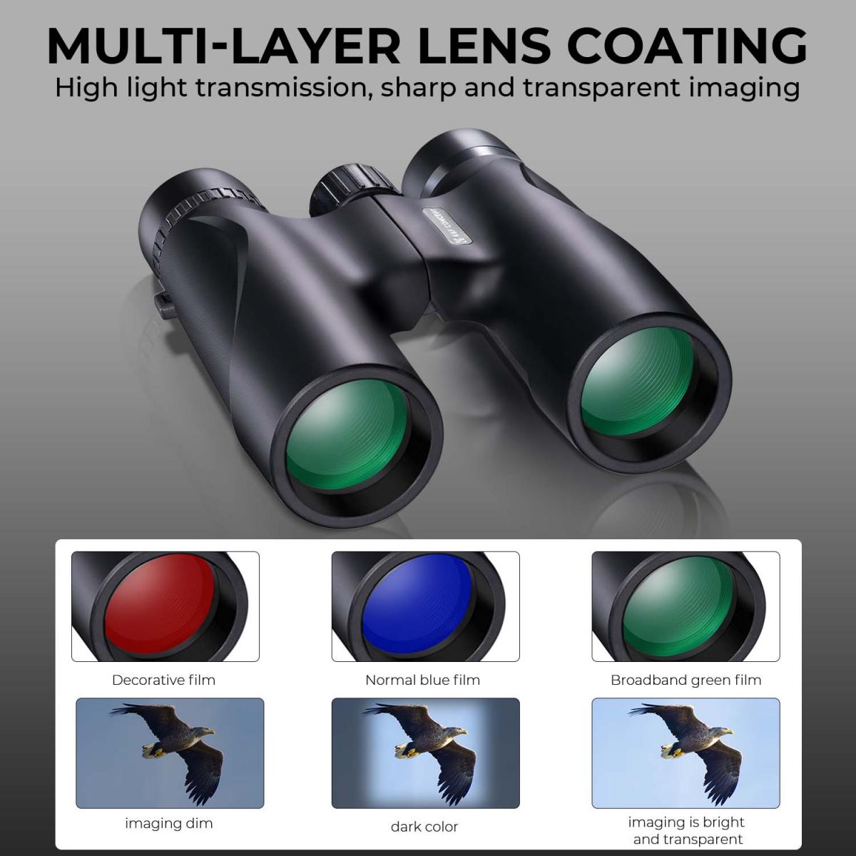 K&F Concept 12x32 BAK4 Binoculars German Schott AG Superior Optics-KF33-071