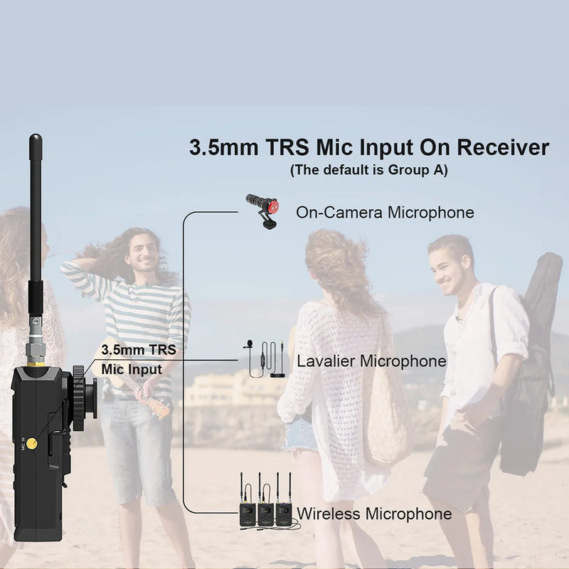 CKMOVA UHF 2-Ch Wireless Mic System 2 Tx, 1 Rx with Audio Recorder