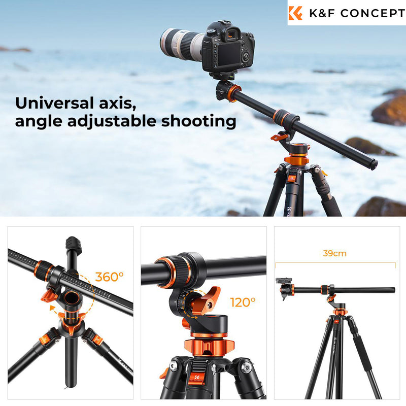 K&F Concept T254A7 Tripod | PH-28L Head | Monopod Option | Cross Arm | KF09.119