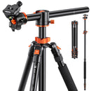 K&F 2.4 m Aluminium Video Tripod with Detachable Monopod & 360° Ball Head