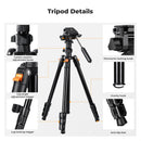 K&F Concept 1.96m Aluminium Camera & Video Travel Tripod With 3-Way Head KF09-115V1