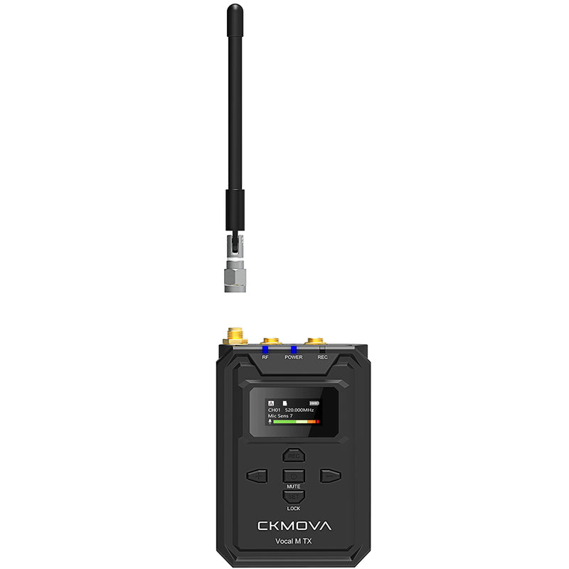 CKMOVA UHF Dual-Channel Wireless Mic System 2 X Transmitters with Audio Recorders & 1X Receiver VOCAL-MV4