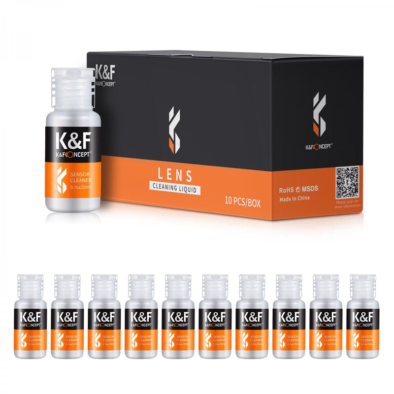 K&F Concept 10 Pack 20ml Cleaning Liquid for Lenses, Sensors, Glasses etc.