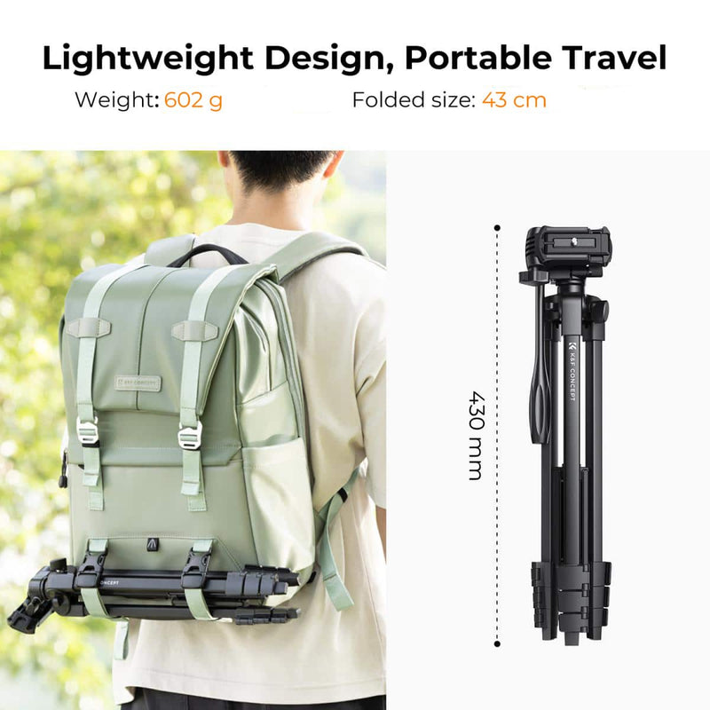 K&F Concept KF B174A1 Compact-Vlogger Tripod with Bluetooth Remote & Video Head