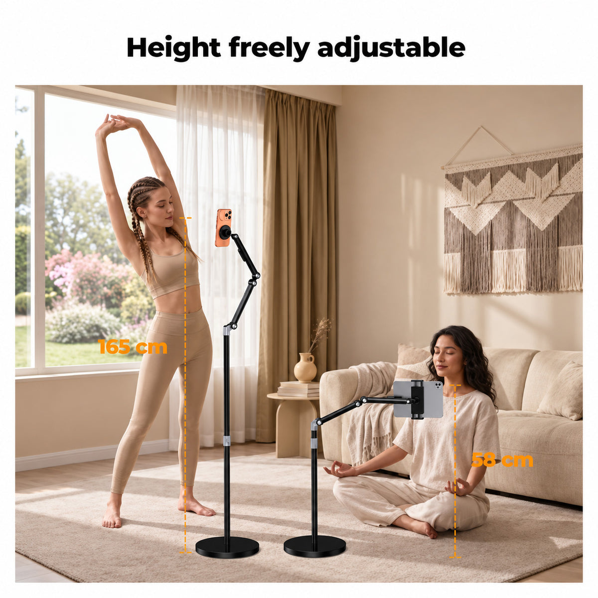K&F Concept Floor Tablet Stand & Phone Holder with 2.89kg Weighted Base
