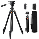 K&F Concept 1.96m Aluminium Camera & Video Travel Tripod With 3-Way Head KF09-115V1