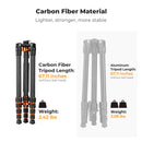 K&F Concept Omni Series 1.7m Lightweight Carbon Fibre Tripod | Hydraulic Video Head & Monopod Conversion – O255C4