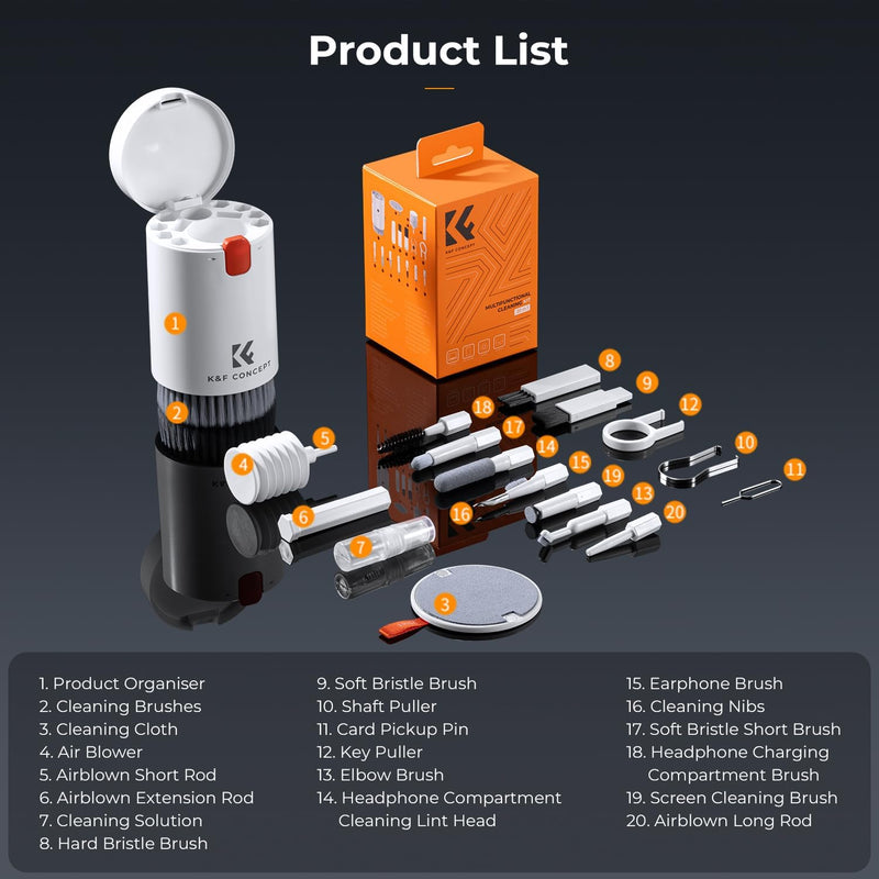 K&F Concept 20-in-1 Cleaning Kit-Computers, Earphones, iPad, iPhone & more