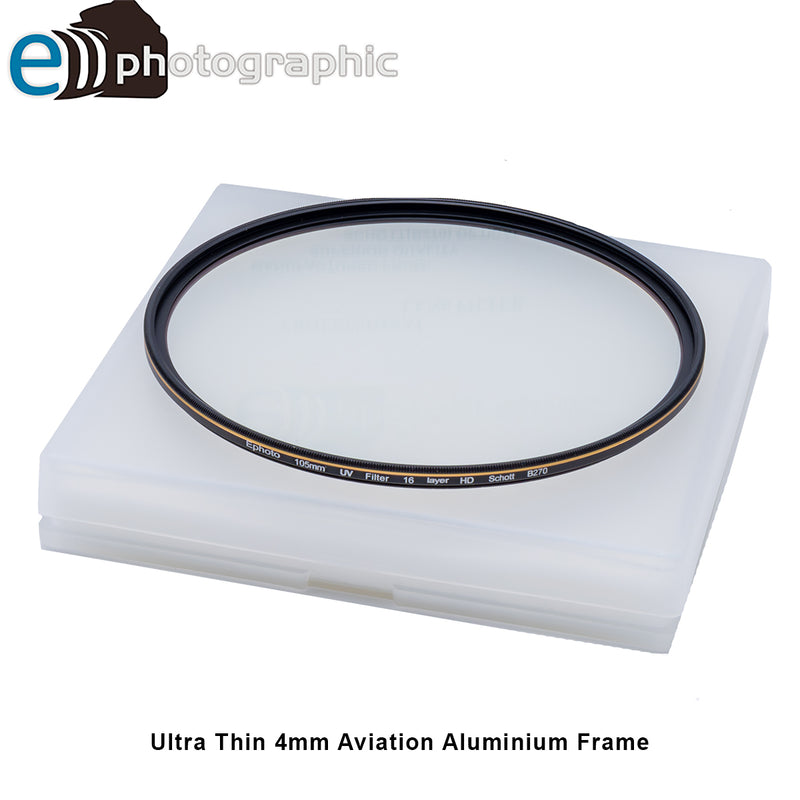 E-Photographic PRO 105 mm Multicoated UV Filter-German HD B270 Schott Optics