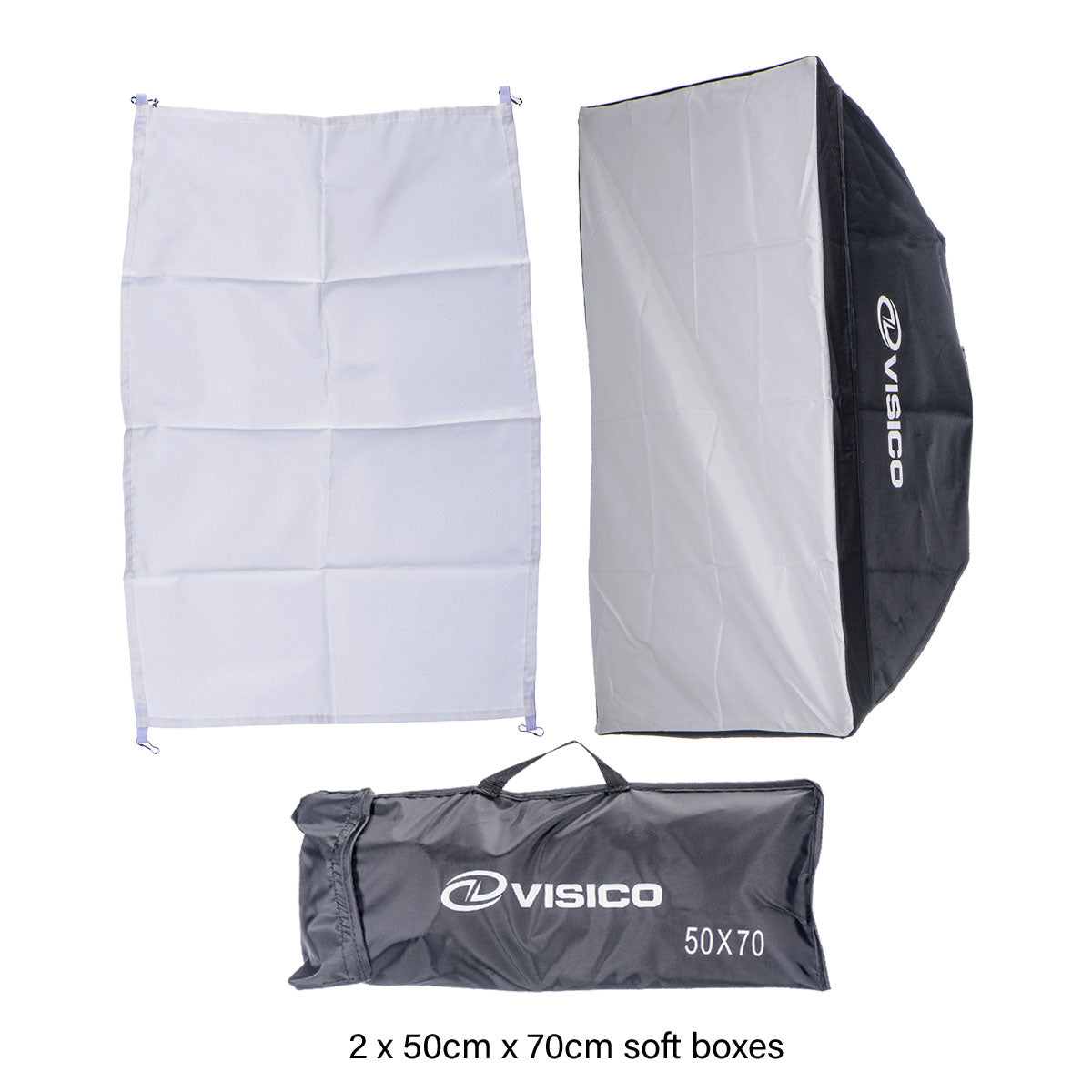 Visico PRO VL 300 PLUS: 2X 300 Watt Flash Head Soft Box Studio Kit VL-300P-SBK
