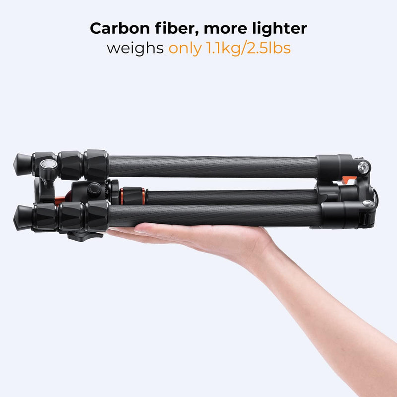 K&F Concept K-Series K254C2 Carbon Fiber Travel Tripod Max Height of 1.6m