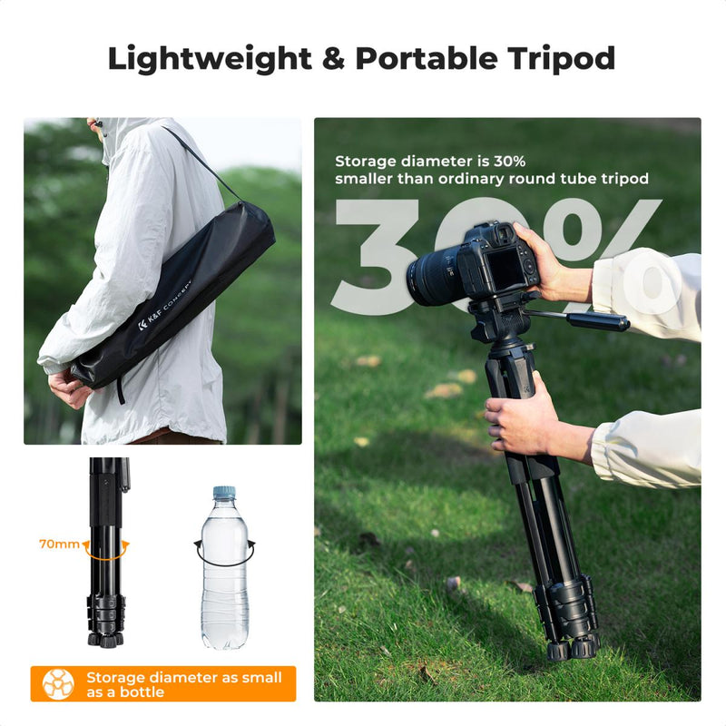 K&F Concept Pentagonal Tube Design Smart PRO Series lightweight Tripod S255A3 with BH-36 Ball Head