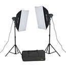 Visico PRO VL 300 PLUSII: 2X 300 Watt Flash Head Soft Box Studio Kit VL-300PII-SBK
