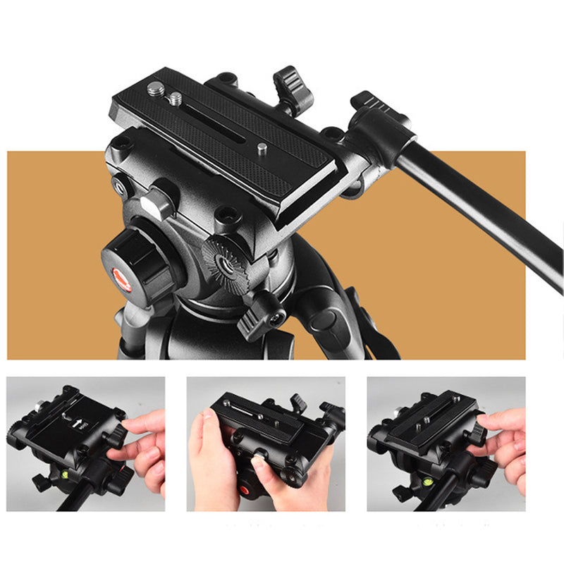 Powerwin Heavy Duty 10Kg Capacity PRO Fluid Head Tripod for Video, Mirrorless & DSLR Cameras with Hydraulic Damping