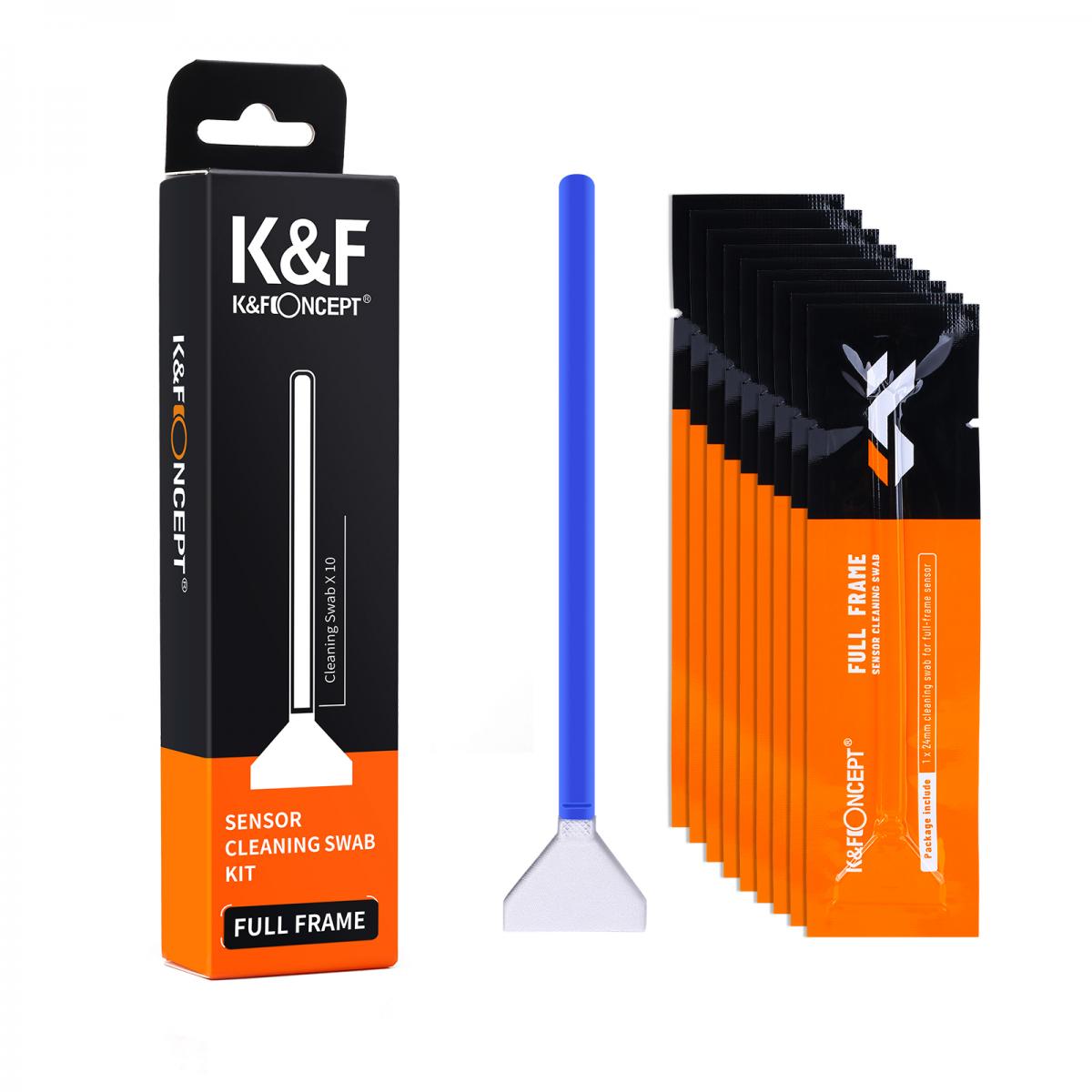 K&F Concept 10 X 24mm Full Frame Camera Sensor Cleaning Swab Kit + 20ml Cleaning Fluid