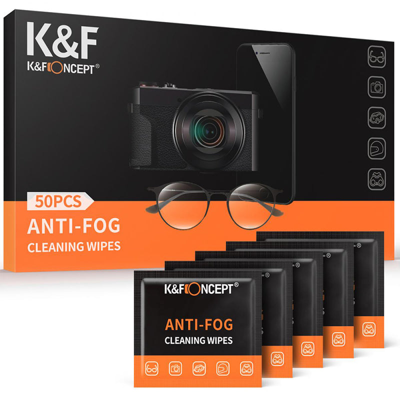 K&F Concept Pack of 50 Lens & LCD Screen Cleaning/Anti-Fog Moist Wipes - KF08.034