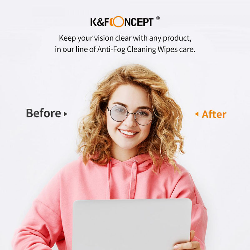K&F Concept Pack of 120 Lens & LCD Screen Cleaning/Anti-Fog Moist Wipes - KF08.036