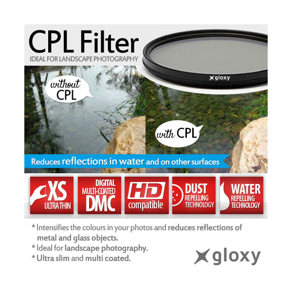 Gloxy 55mm Ultra Thin Professional Multicoated HD Circular Polarizer (CPL) Filter - DI3982