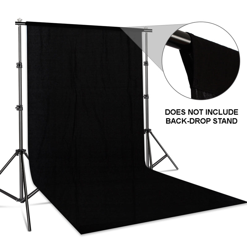 E-Photographic Professional Cotton Muslin Backdrop 3x6m Black - EPH-CBDBK