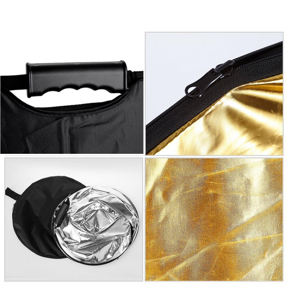 E-Photographic Professional 5 in 1 Multicolor 80cm Reflector Kit with Handle EPH5-180H