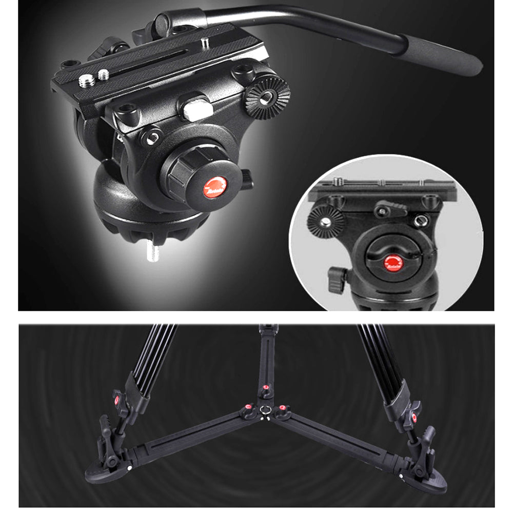 Powerwin 10Kg Fluid Head Professional Tripod for Video, Mirrorless & DSLR Cameras 2 Panning Handles PW-180B