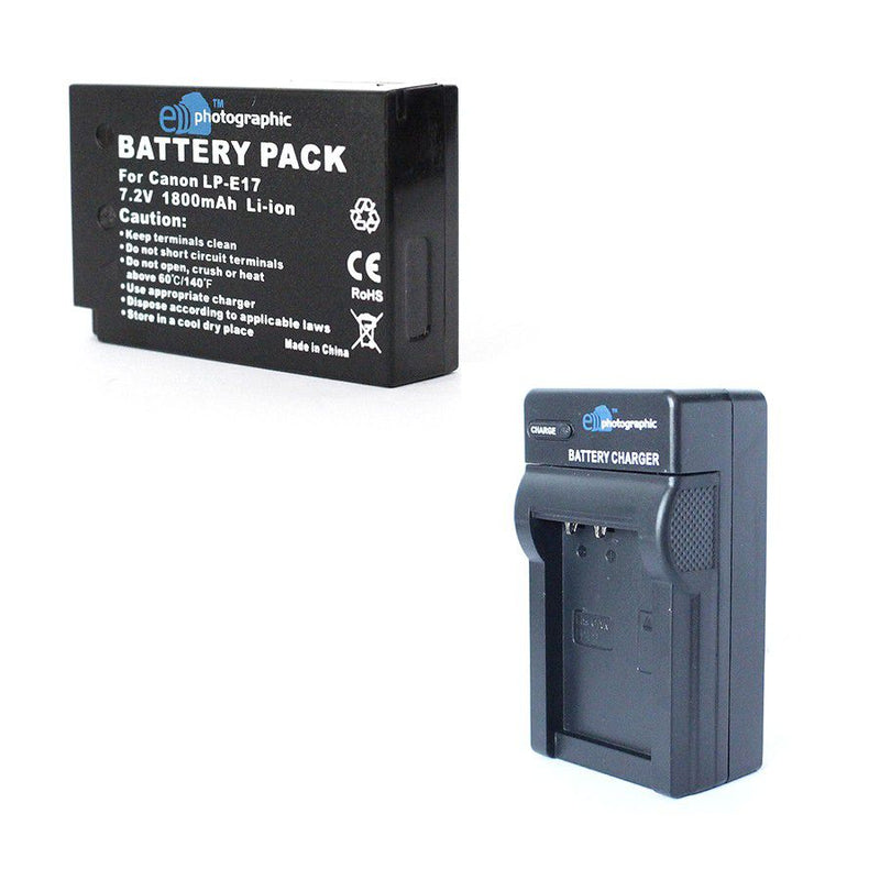 E-Photographic 1100 mAh Lithium LPE-17 Battery + Charger-Canon DSLR & Mirrorless - EPHLPE17B
