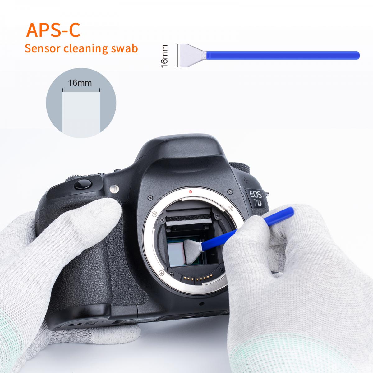 K&F Concept 10 Swab 16mm APS-C Camera Sensor Cleaning Kit + 20ml Cleaning Fluid