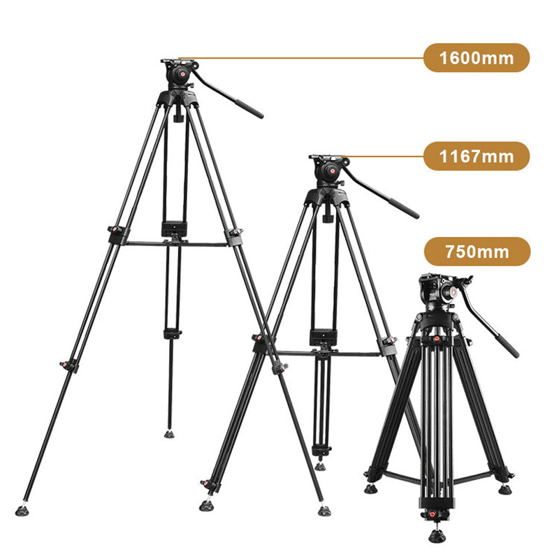 Powerwin Heavy Duty 10Kg Capacity PRO Fluid Head Tripod for Video, Mirrorless & DSLR Cameras with Hydraulic Damping