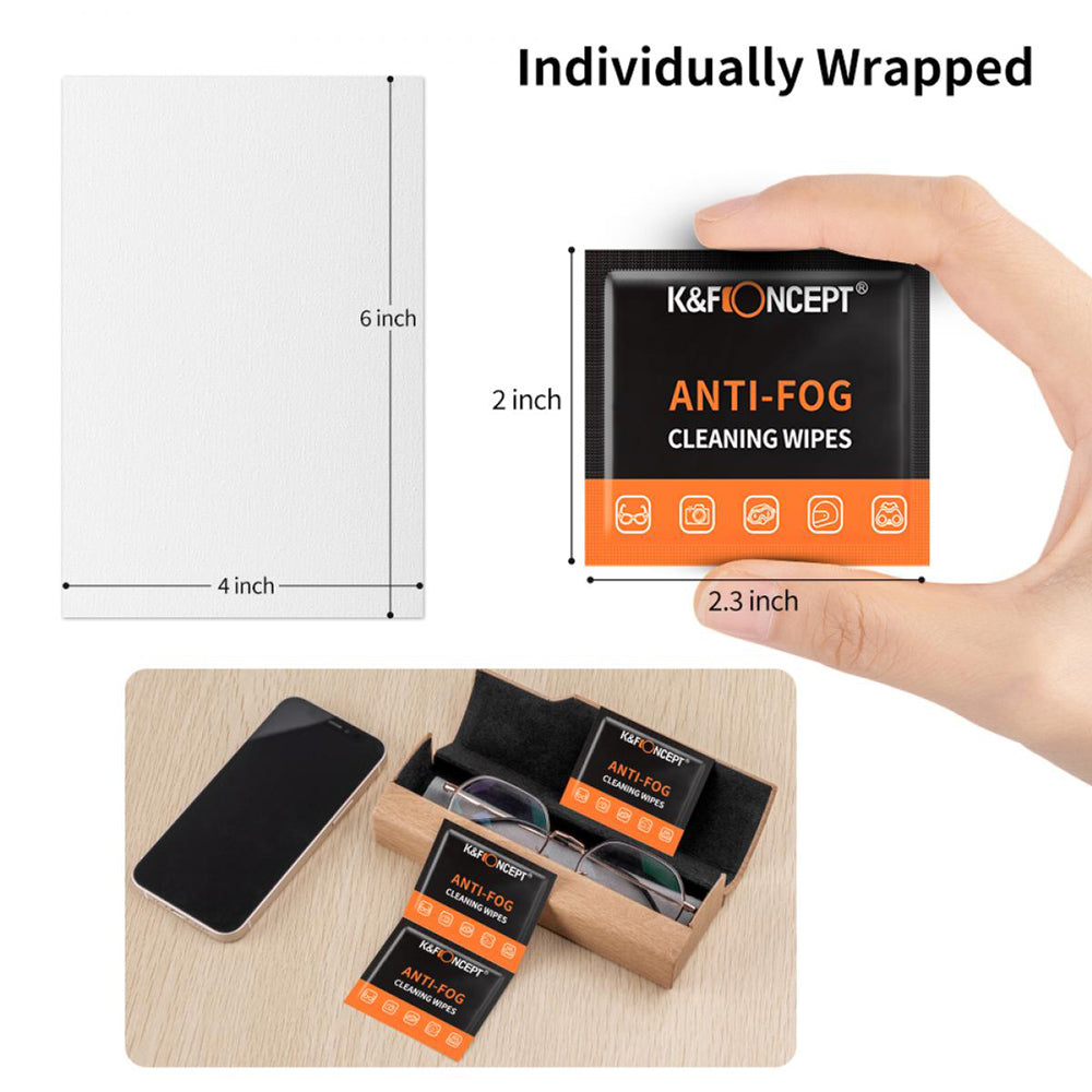 K&F Concept Pack of 120 Lens & LCD Screen Cleaning/Anti-Fog Moist Wipes - KF08.036