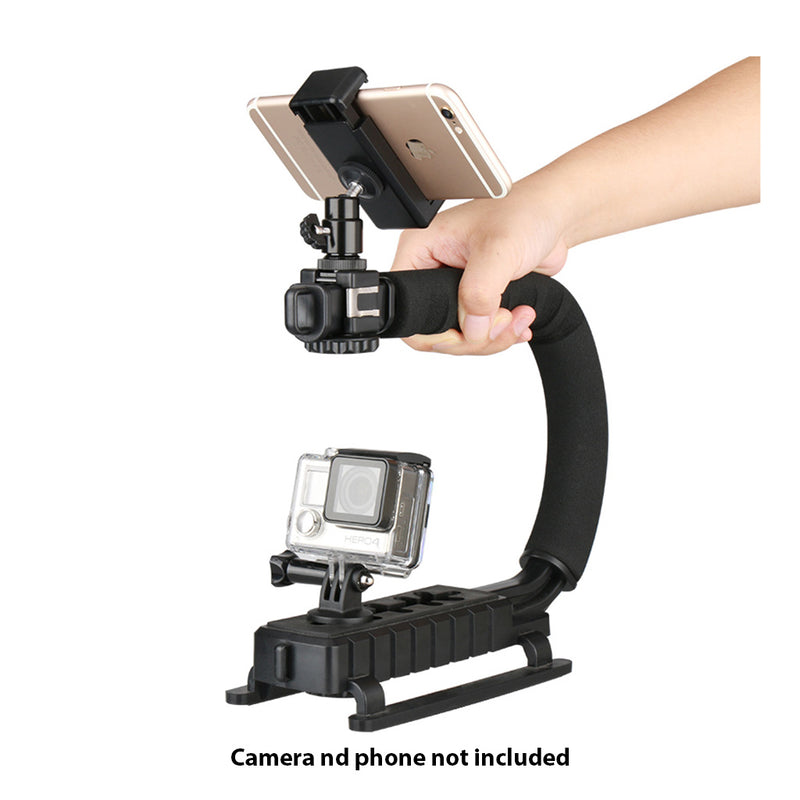 E-Photographic U-Type Video Stabiliser Handle with 3 hotshoes for DSLR, Mirrorless Camera or Camcoder - EPHK141
