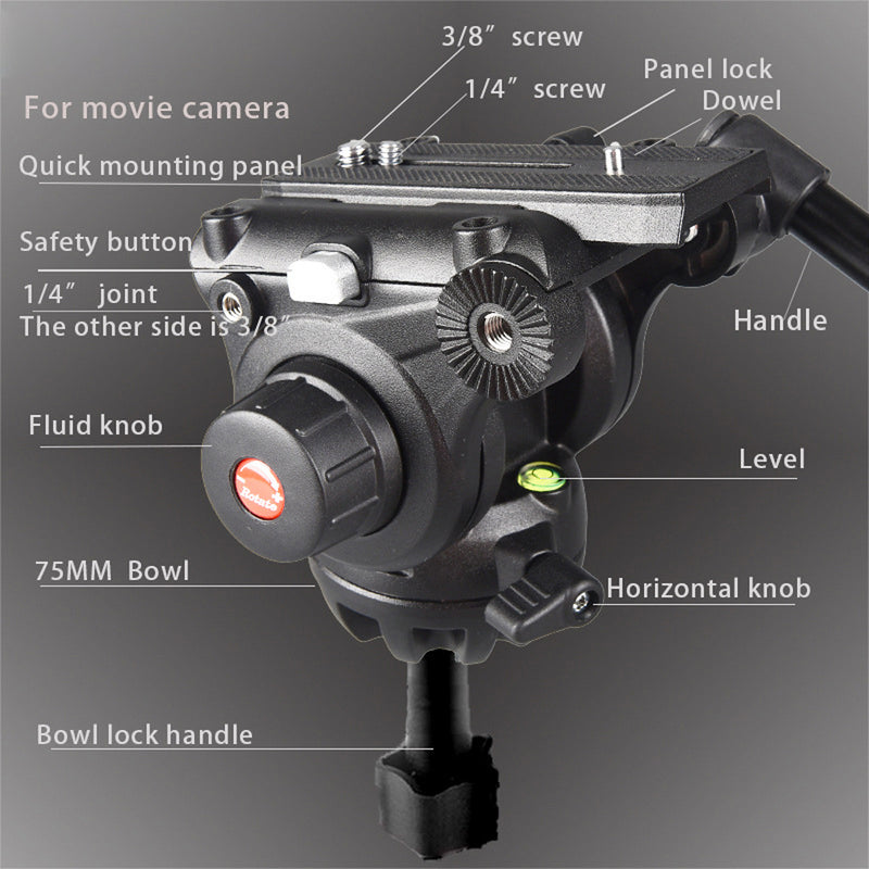 Powerwin Heavy Duty 10Kg Capacity PRO Fluid Head Tripod for Video, Mirrorless & DSLR Cameras with Hydraulic Damping