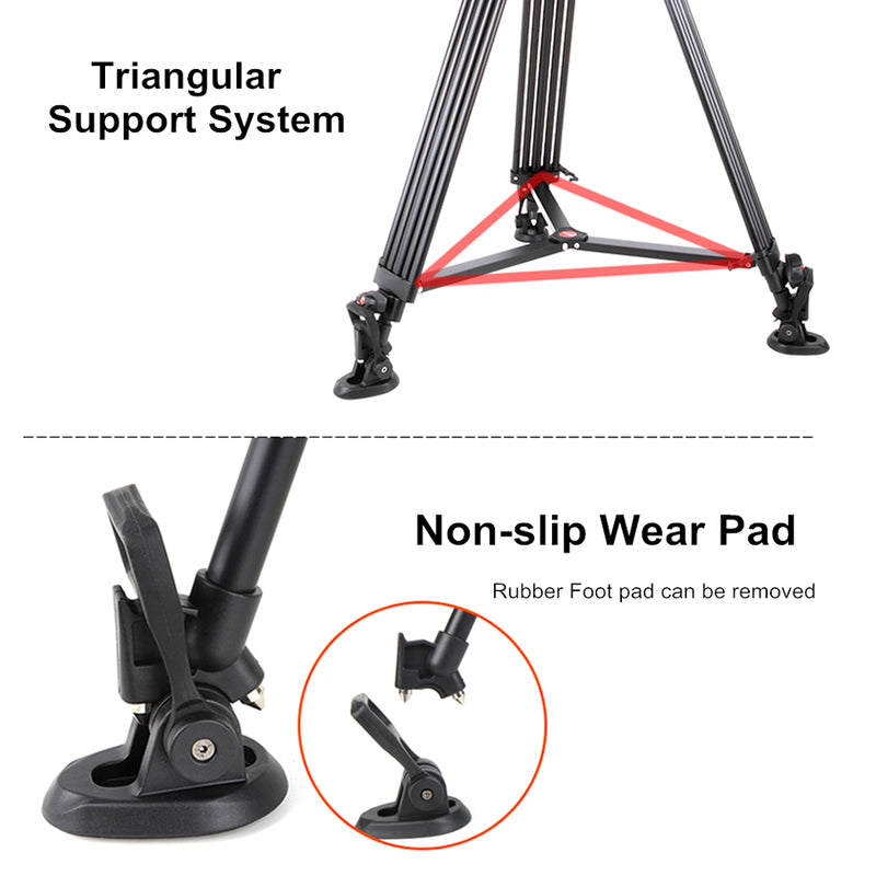 Viltrox Heavy Duty 10Kg Capacity PRO Fluid Head Tripod for Video, Mirrorless & DSLR Cameras with Hydraulic Damping